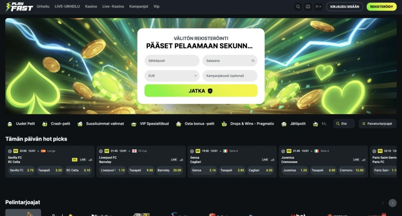 PlayFast Homepage
